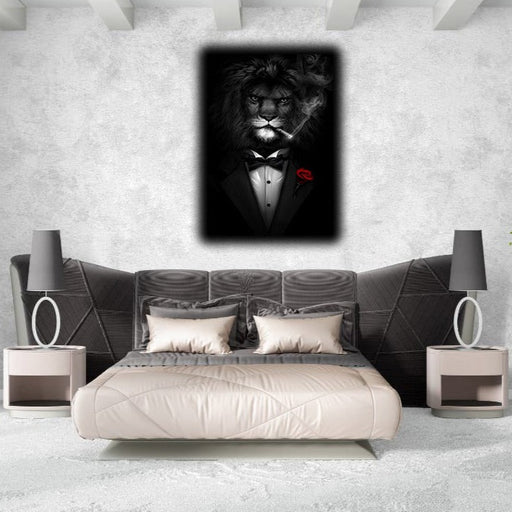 Smoking Lion Canvas Painting