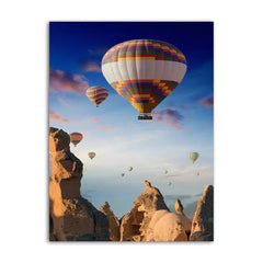 Hot Air Balloons Flies In Sunrise Canvas Frames Wall Art