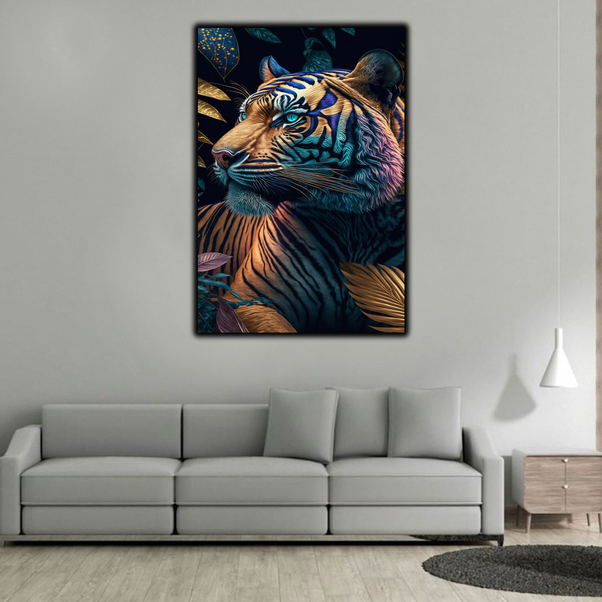 Floral tiger animal canvas