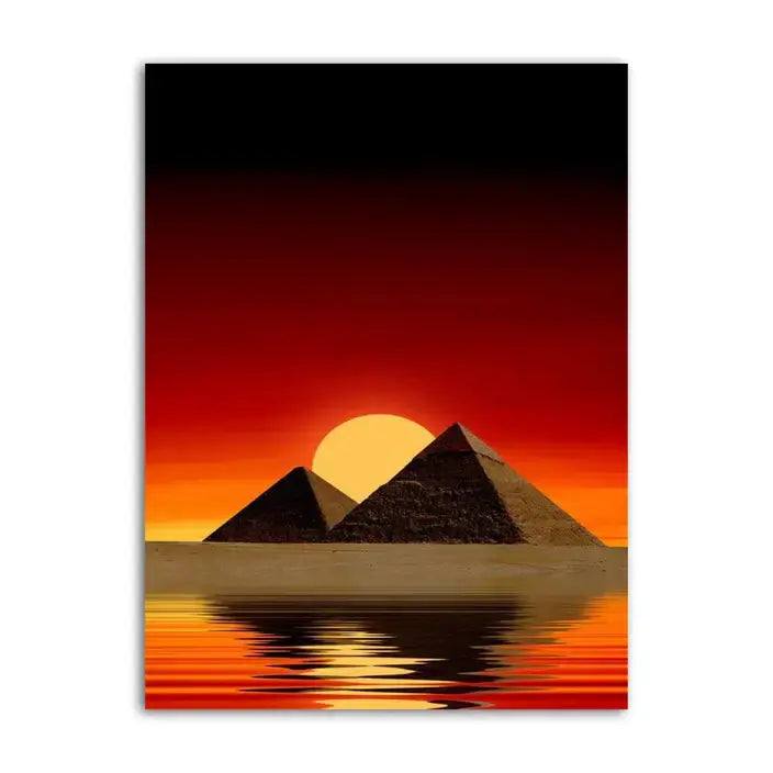 Ancient Pyramids in Sunset Premium Canvas Wall Art