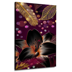 Golden & Black Flowers With Purple Background