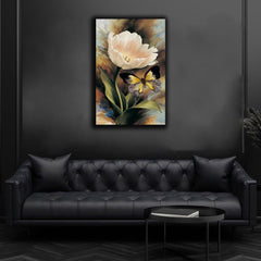 Beautiful Abstract Lily Flower Butterfly Canvas Art