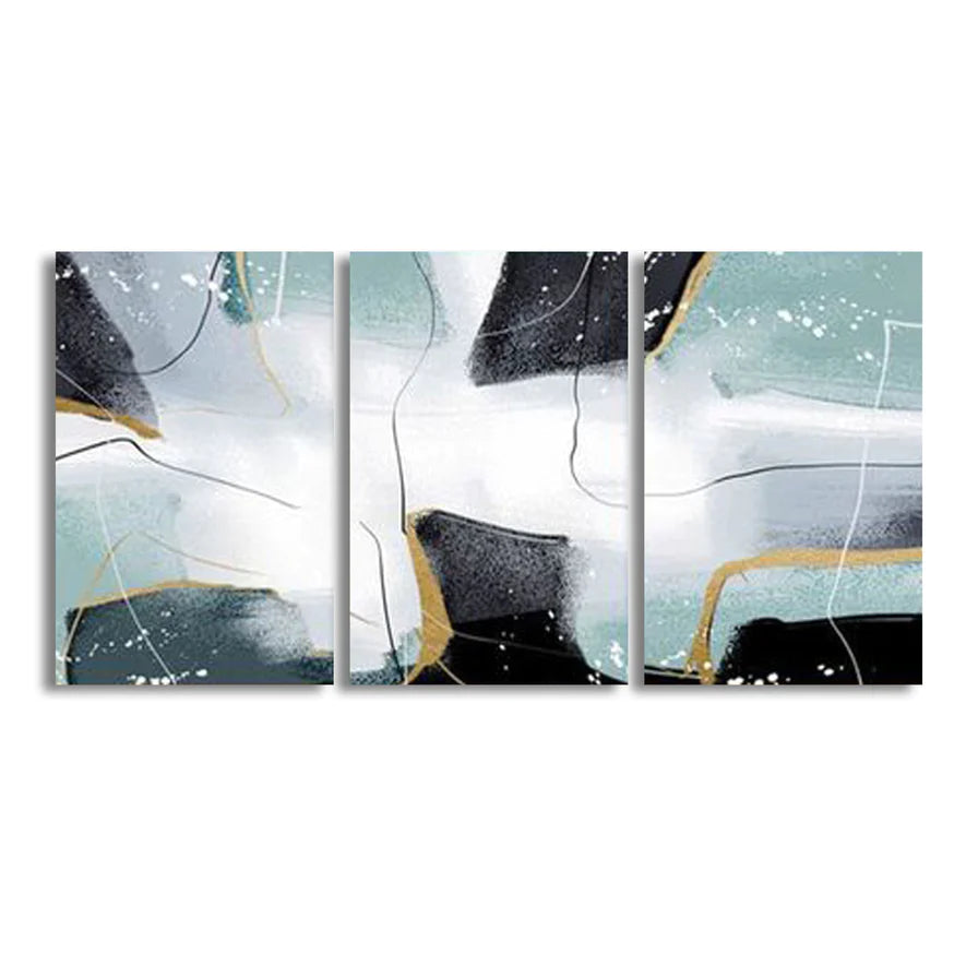 Black Gold Luxury Abstract (3Panel) Wall Art