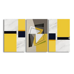 Minimalist Yellow Grey Geometry (3Panel) Wall Art