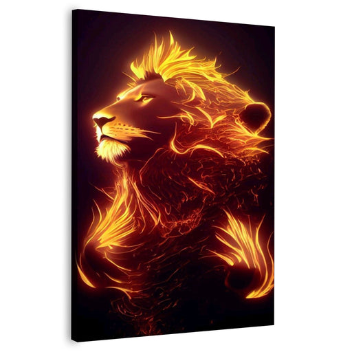 Lion with mane made of fire