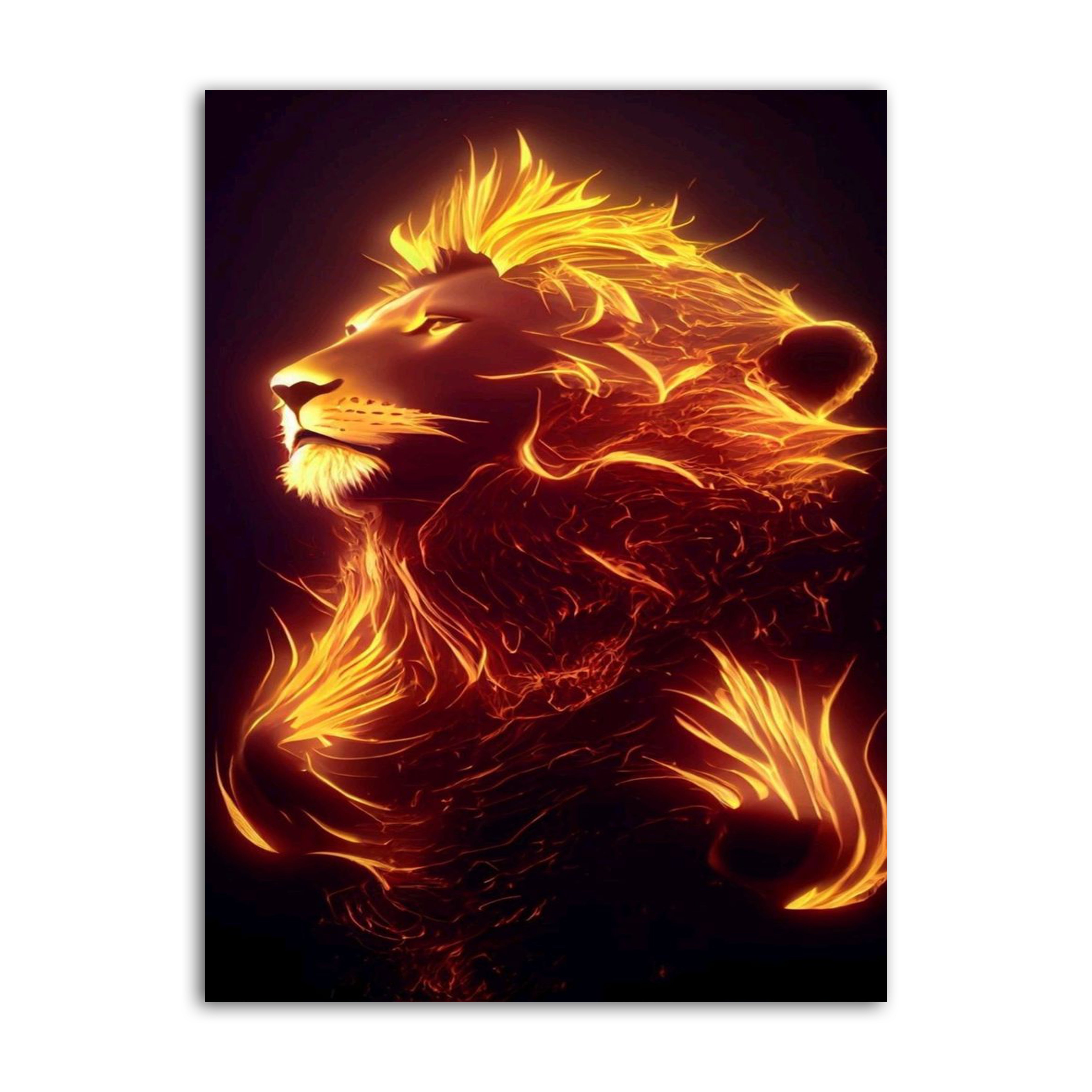 Lion with mane made of fire