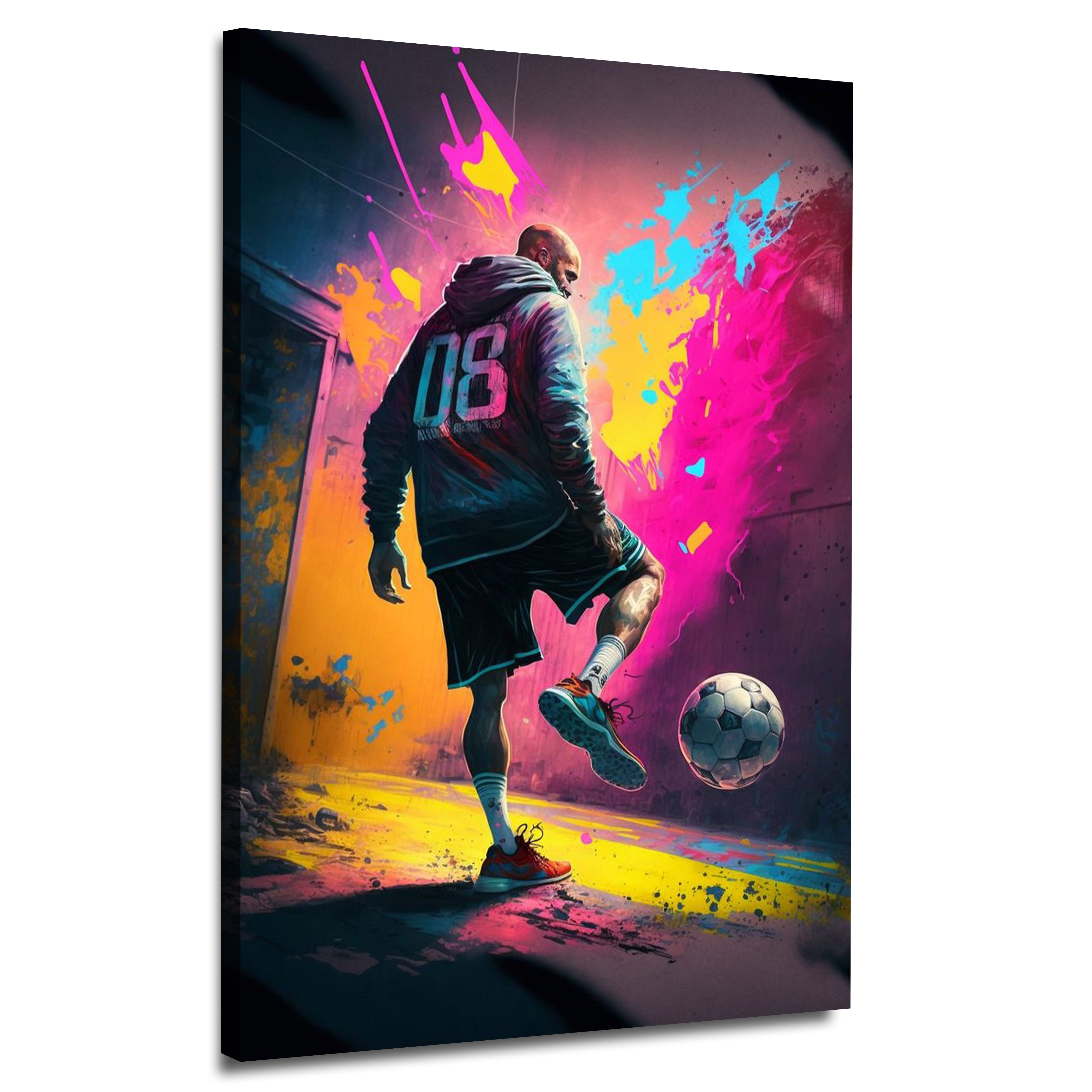 Colorful Abstract illustration of a man playing soccer