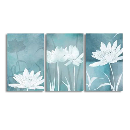 Abstract Blue Flower (3Panel) Wall Art