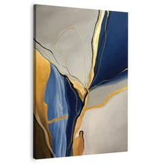 Blue Beige Gold Abstract Painting Wall Art