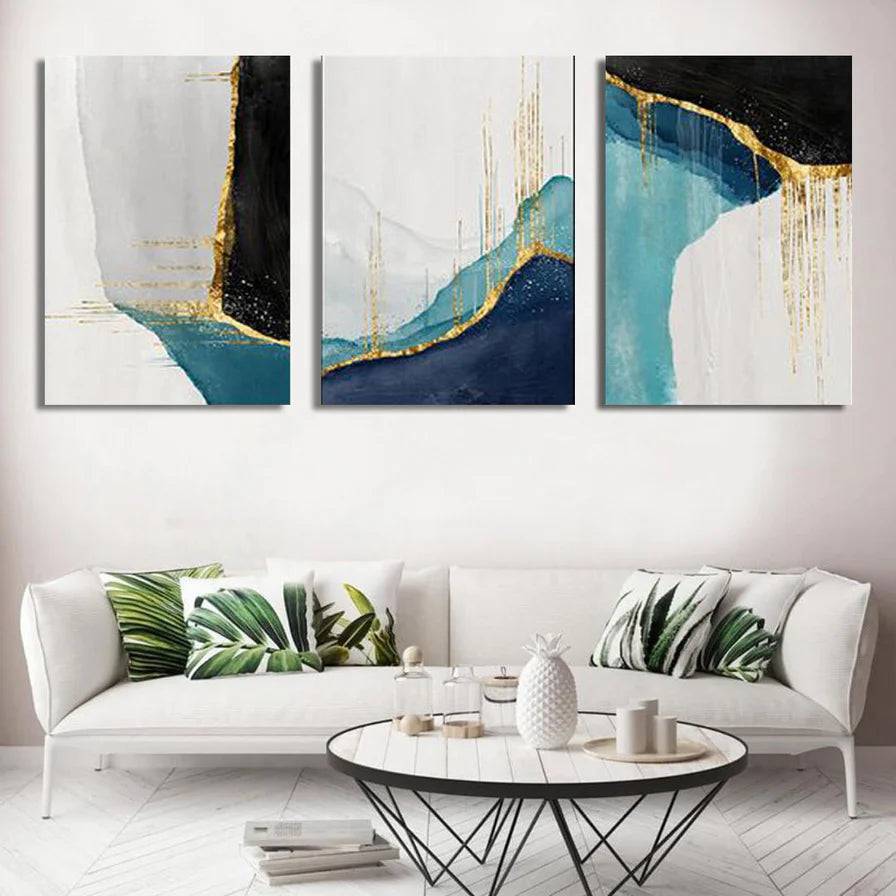 Ocean Blue Abstract (3Panel) Wall Art