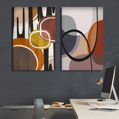 Modern Mid Century Abstract Geometric (2panel) Wall Art