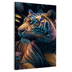 Floral tiger animal canvas