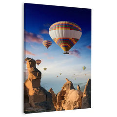 Hot Air Balloons Flies In Sunrise Canvas Frames Wall Art