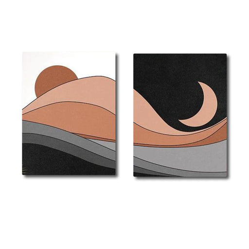 Sun and Moon Abstract Landscape (2Panel) Wall Art