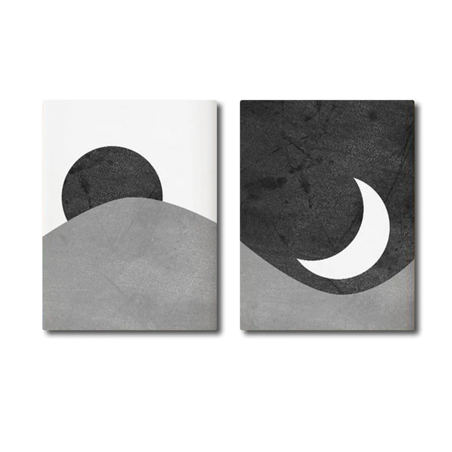 Black and White Sun and Moon (2panel) Wall Art