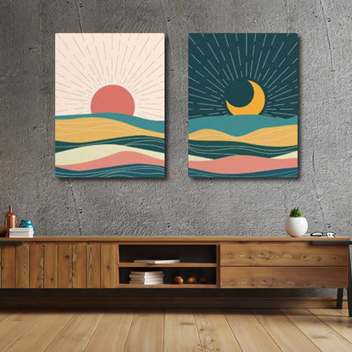 Abstract Sun and Moon (2panel) Wall Art