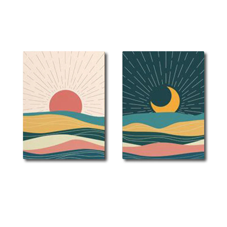 Abstract Sun and Moon (2panel) Wall Art