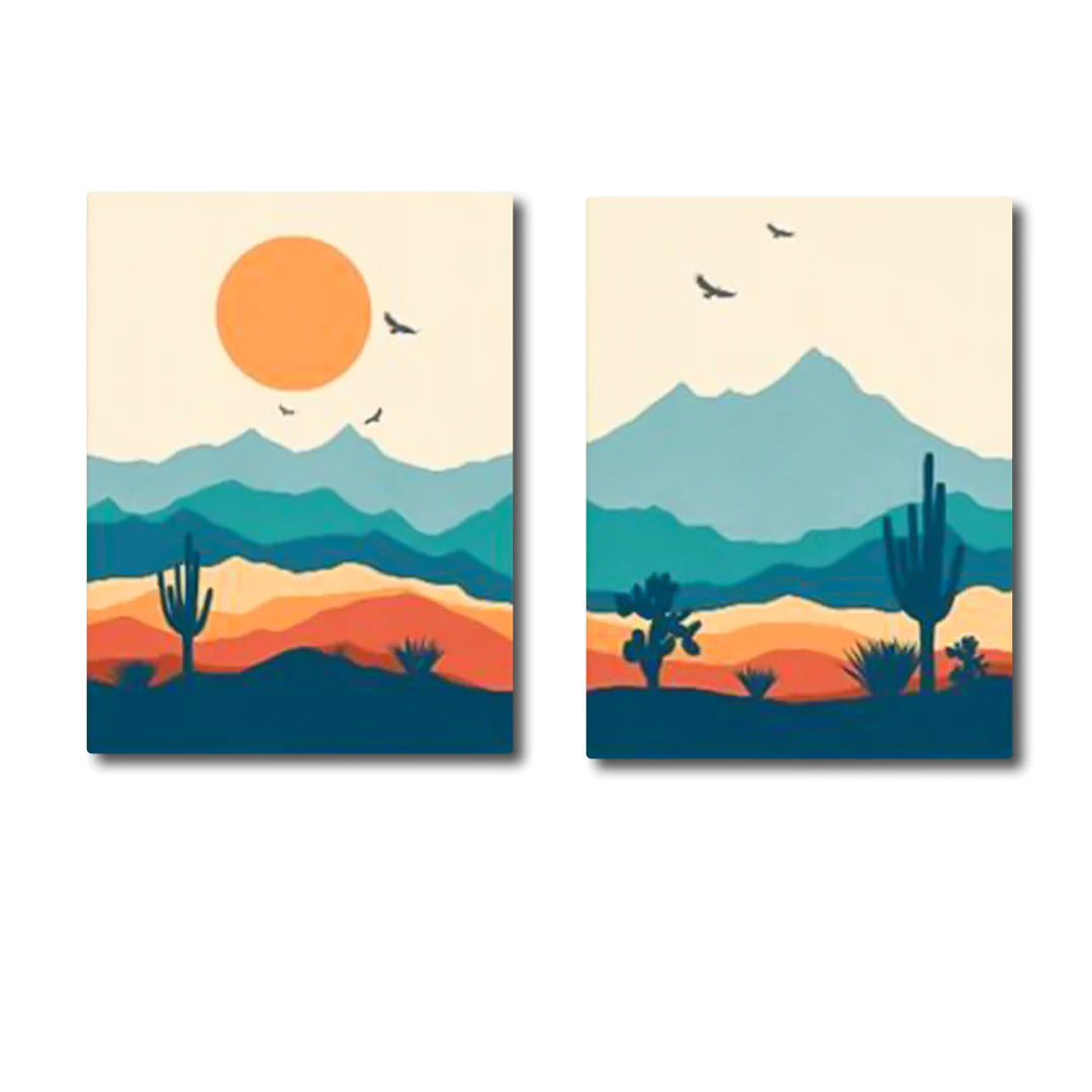 Abstract Mountain Sun (2panel) Wall Art