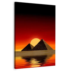 Ancient Pyramids in Sunset Premium Canvas Wall Art