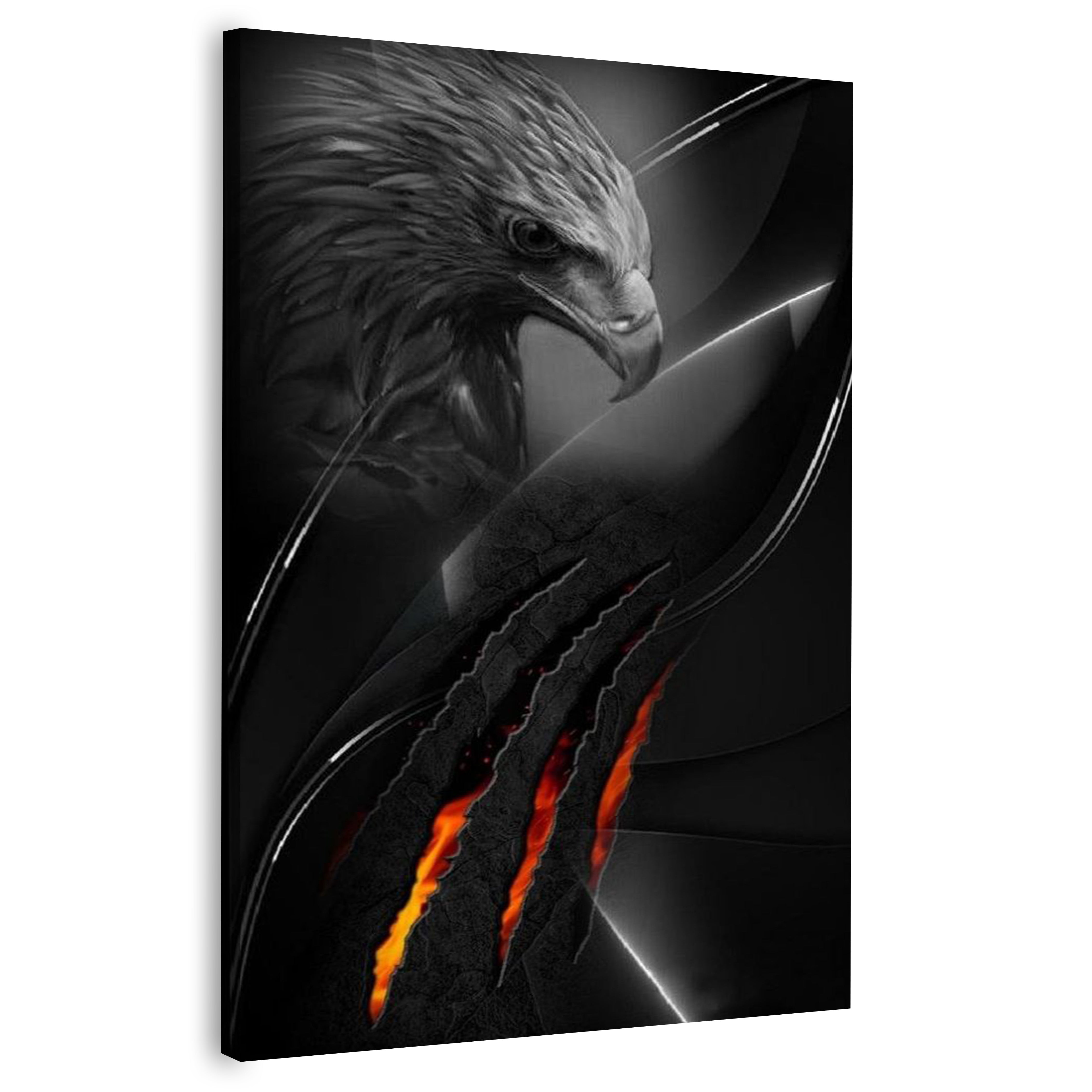 Eagle Portrait With Fire Wings