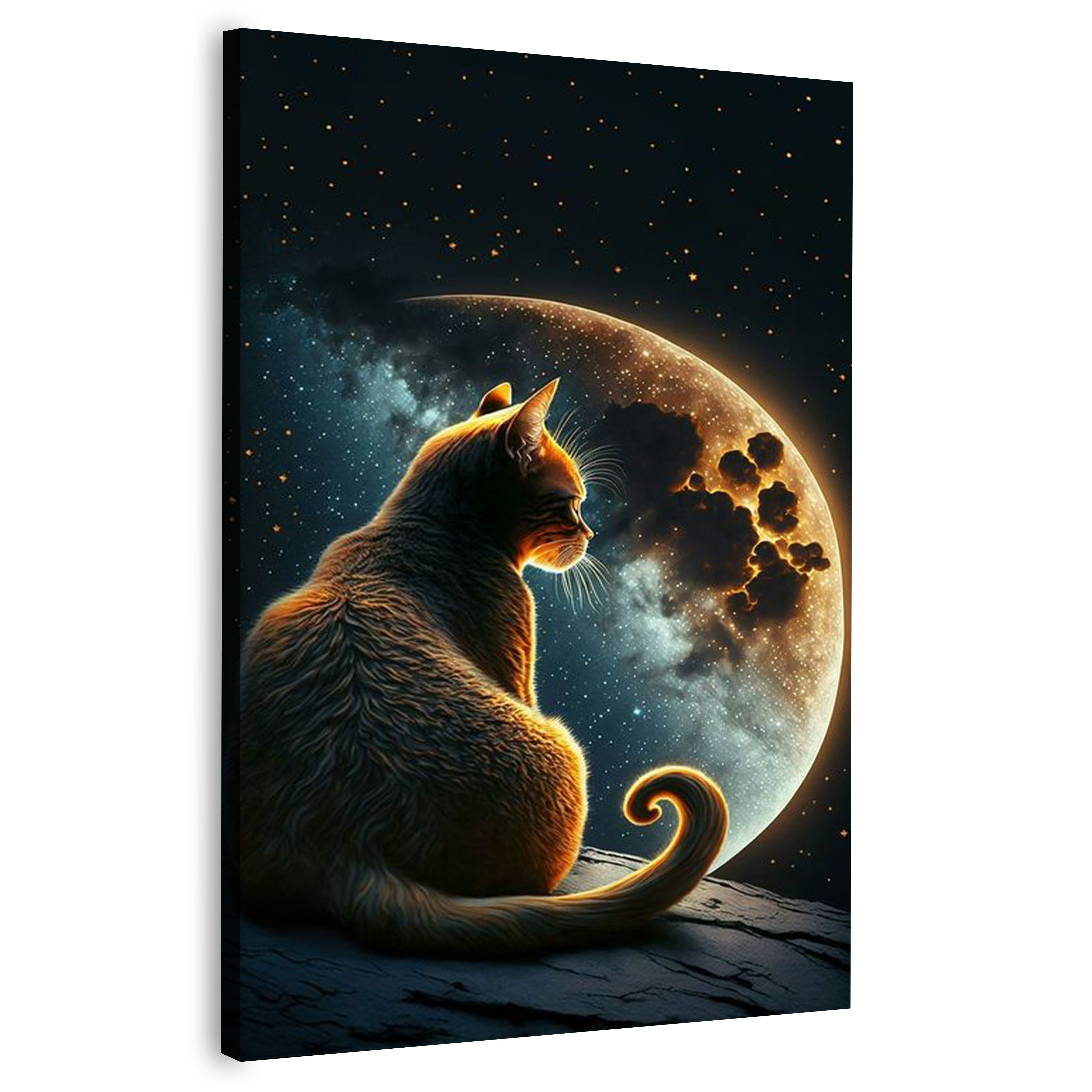 Golden Cat With Moon