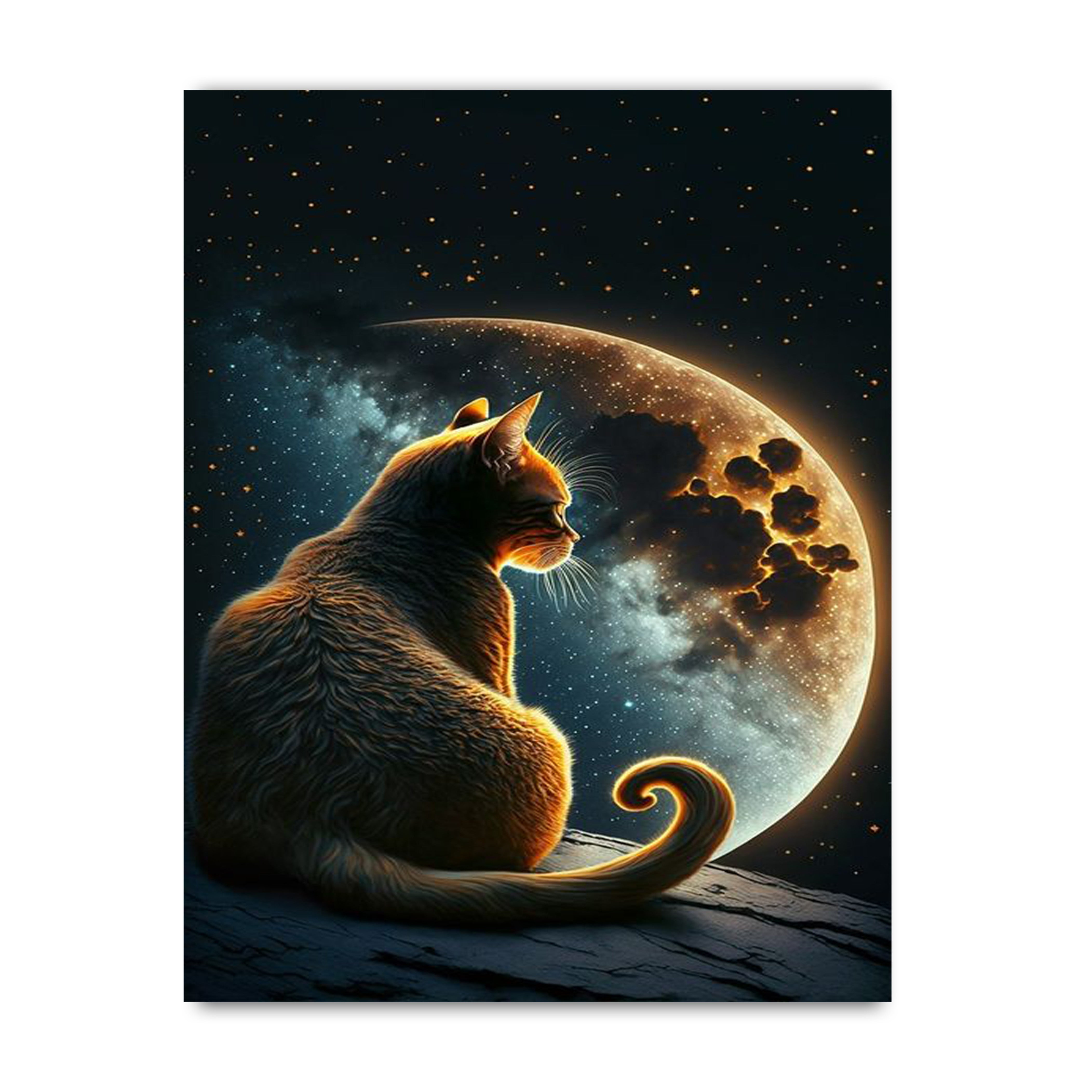 Golden Cat With Moon