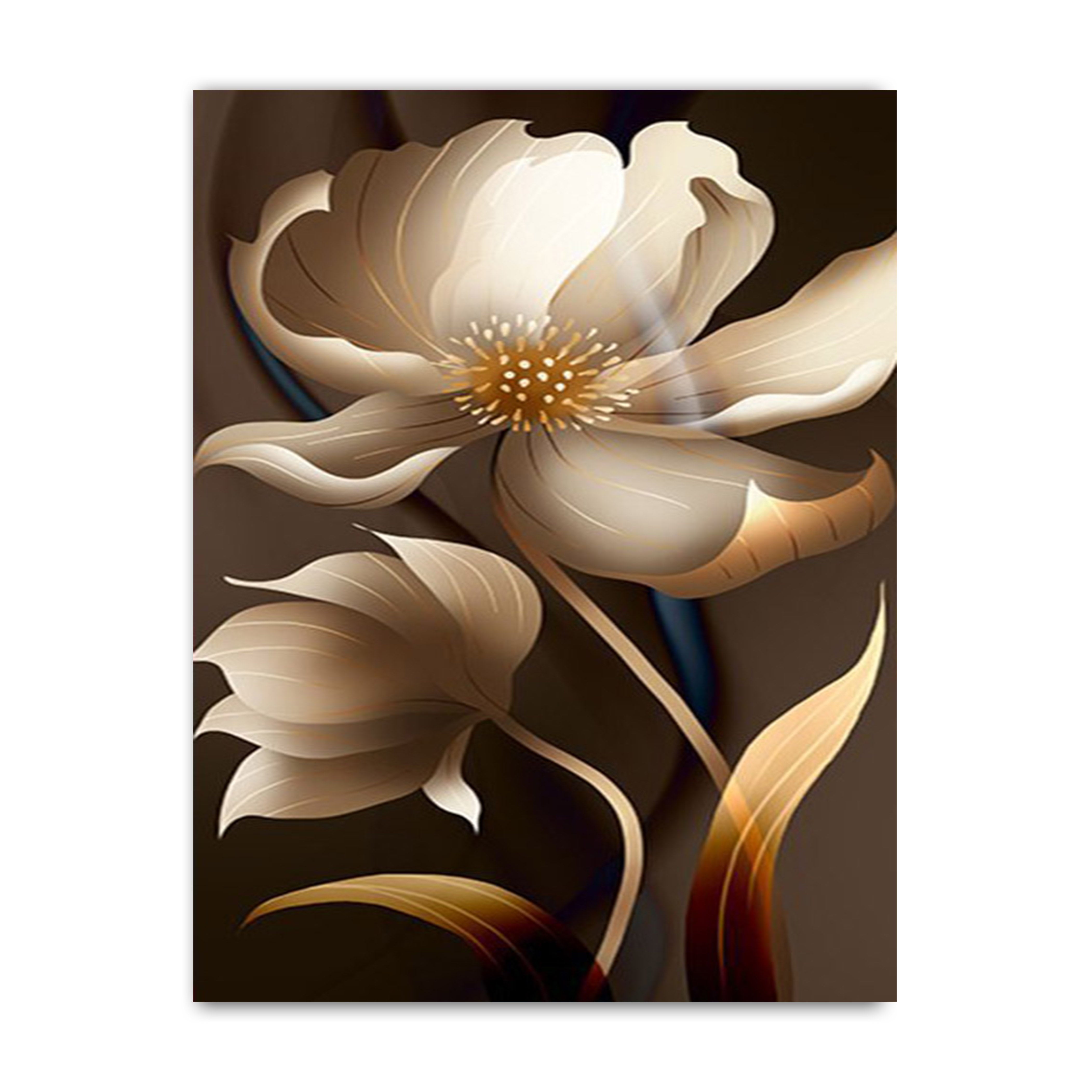 Modern Gold Rose Flower Painting