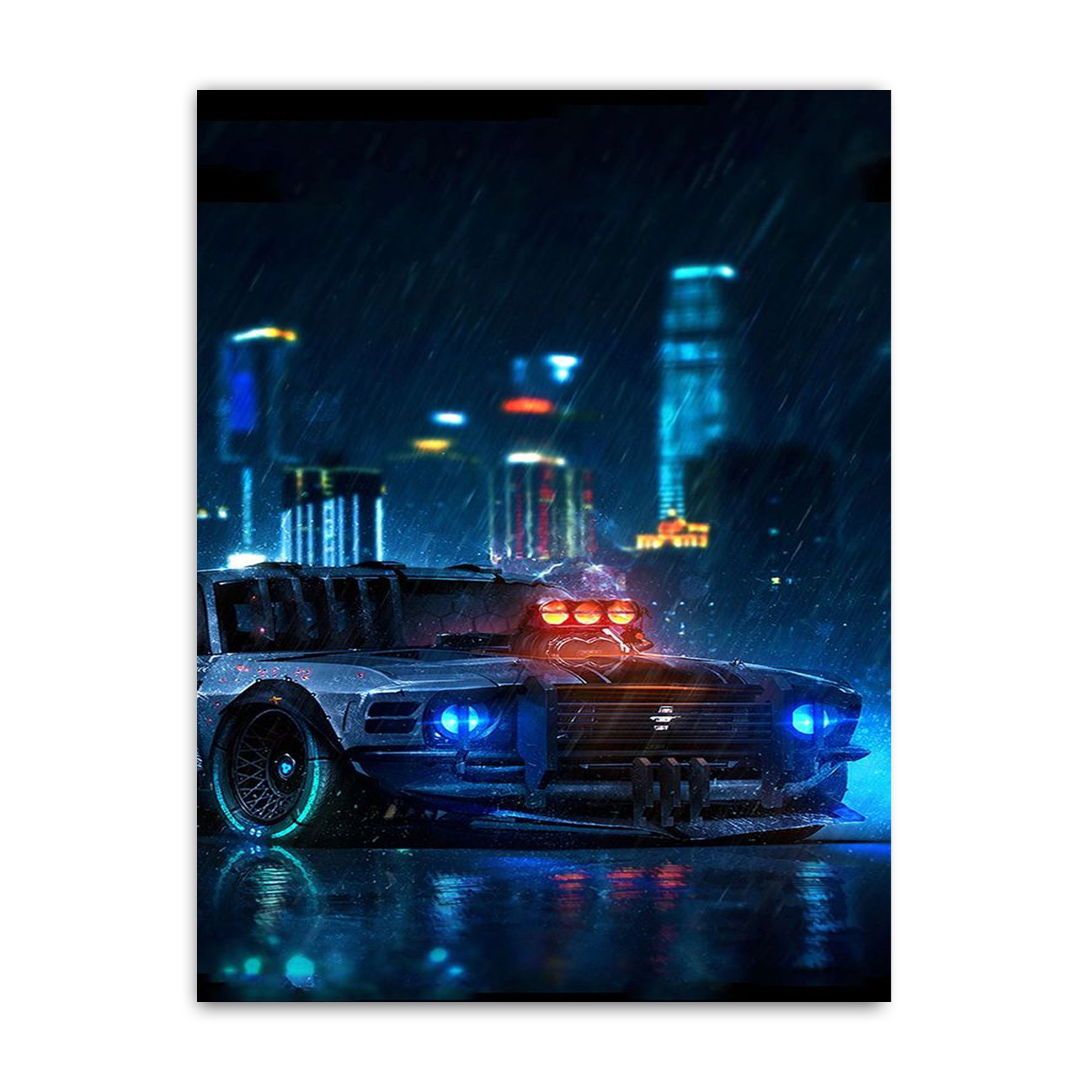 Neon Retrowave street racing car