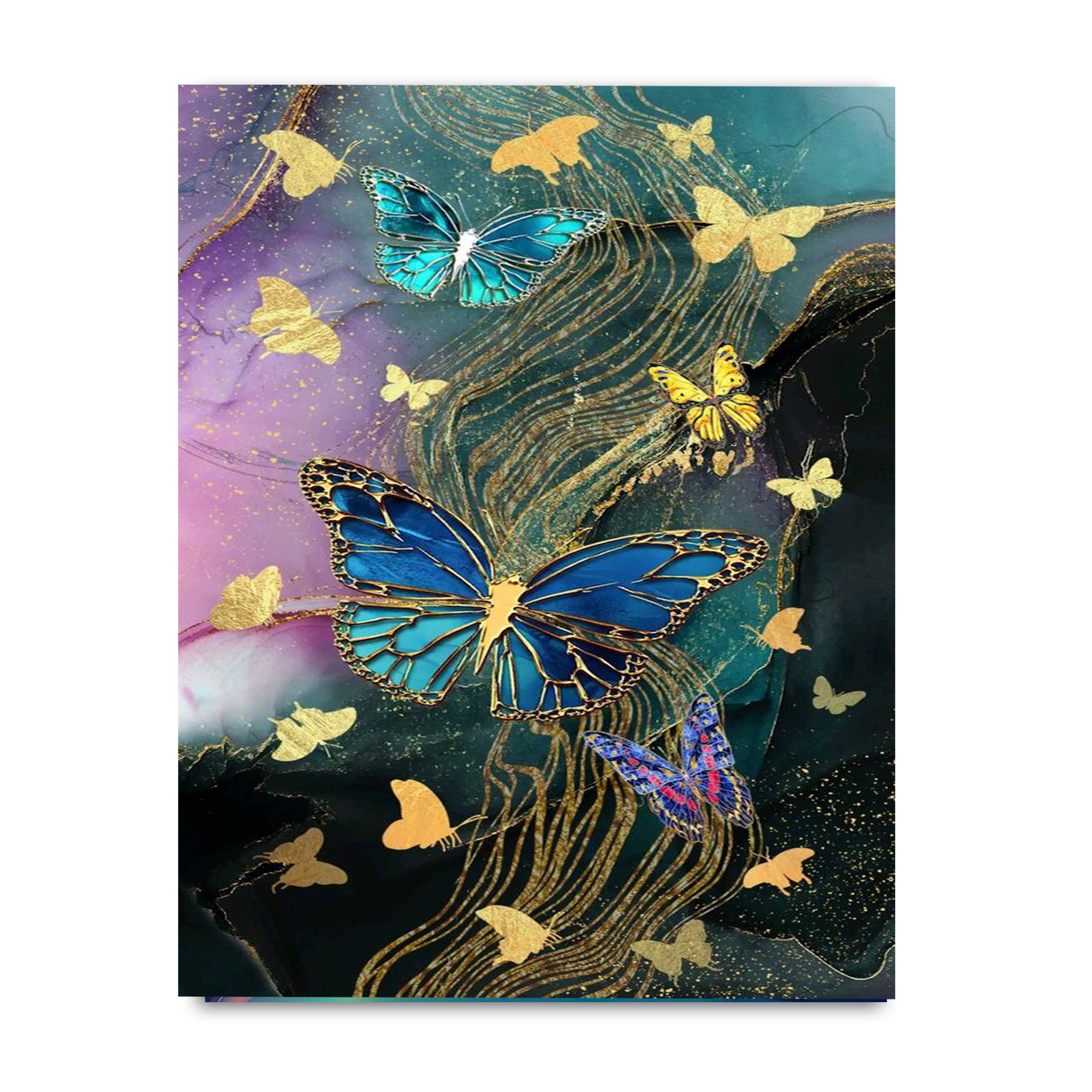 Abstract Golden Blue Butterfly Canvas