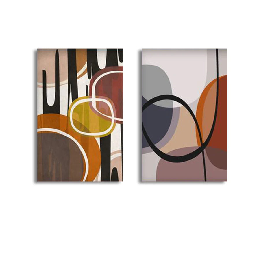 Modern Mid Century Abstract Geometric (2panel) Wall Art