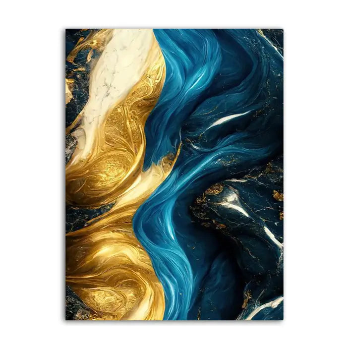 Rumlly Poster of Blue Gold Wave Wall Art