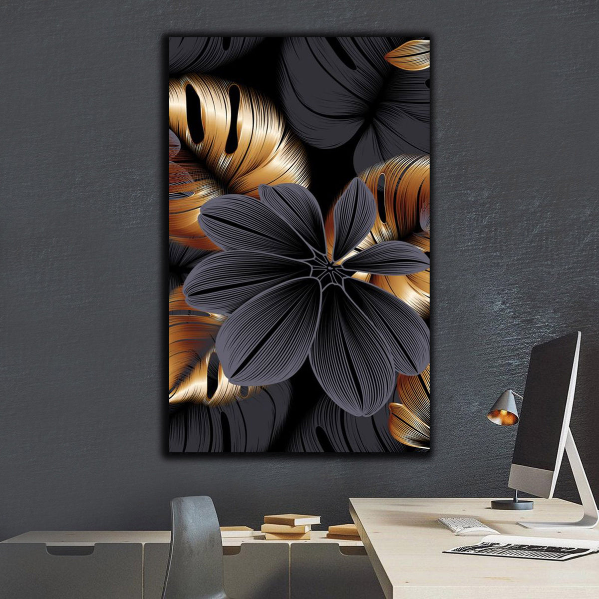 Abstract Black Copper Leaf Flower