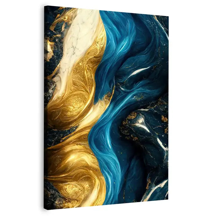 Rumlly Poster of Blue Gold Wave Wall Art