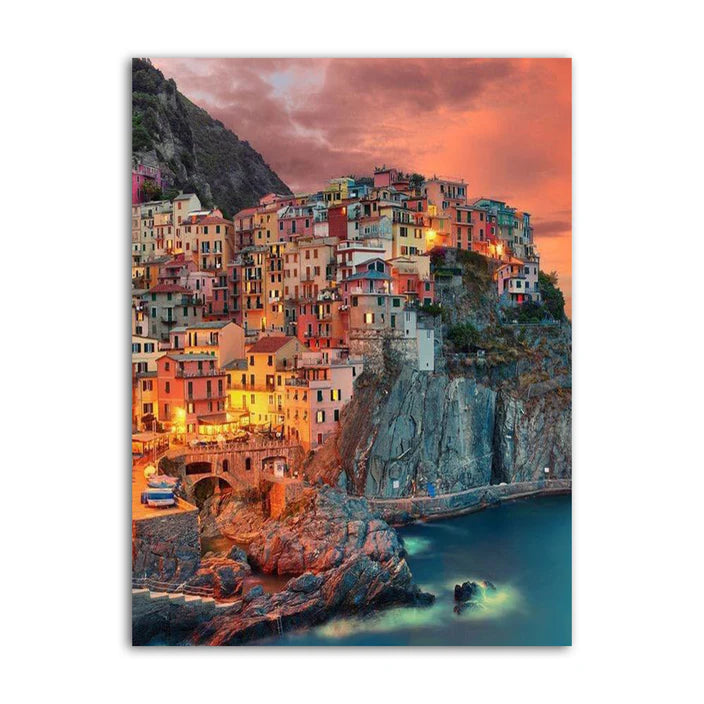 Cinque Terre Manarola Italy Cliff Homes Landscape Wall Art