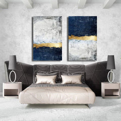 Abstract Gold Foil White Block (2panel) Wall Art