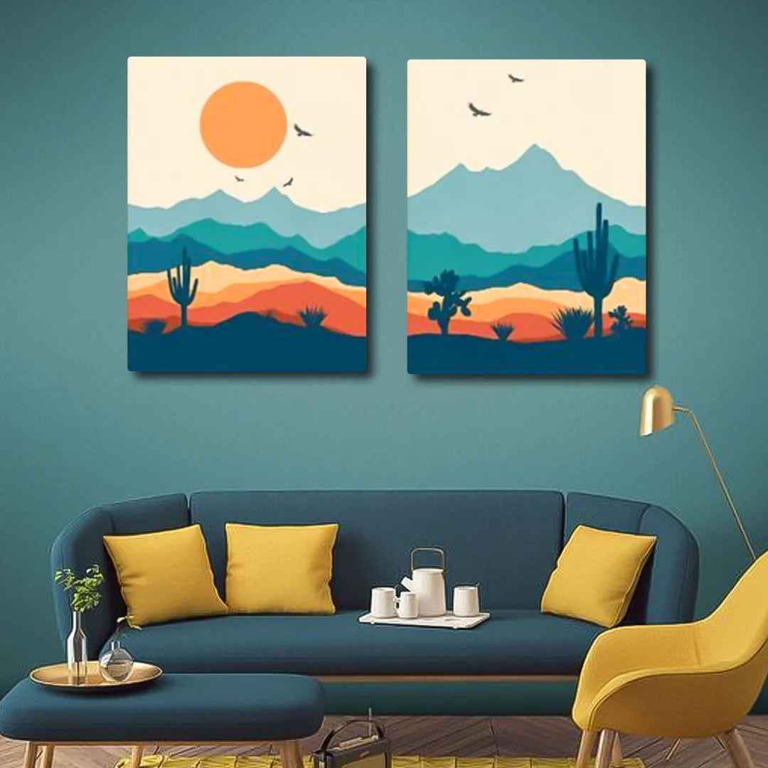 Abstract Mountain Sun (2panel) Wall Art