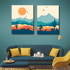 Abstract Mountain Sun (2panel) Wall Art