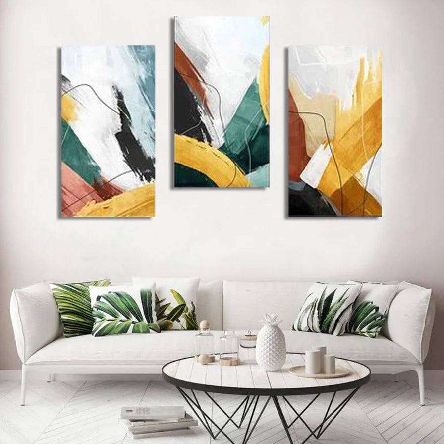 Abstract Yellow Modular (3Panel) Wall Art