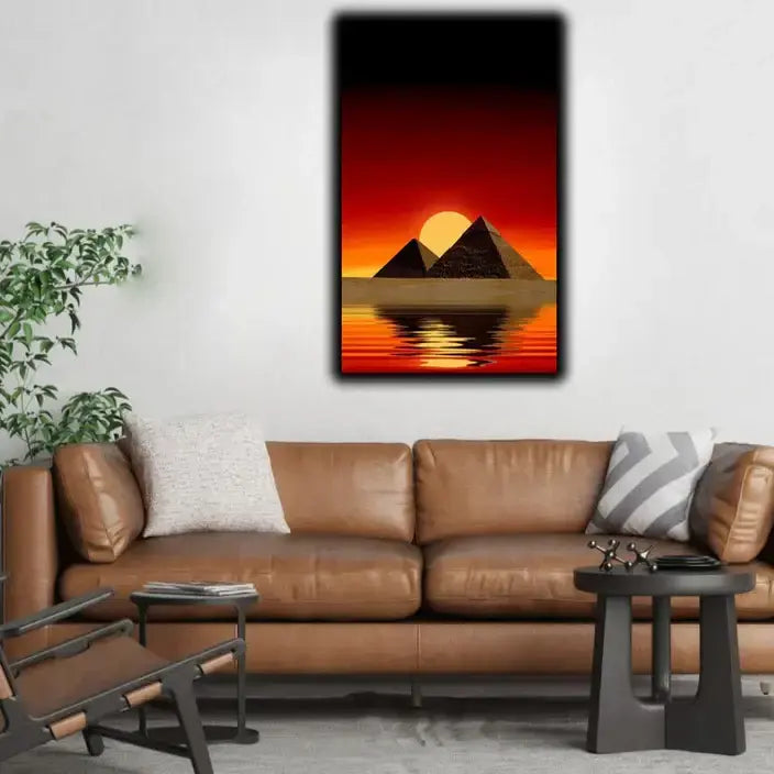 Ancient Pyramids in Sunset Premium Canvas Wall Art