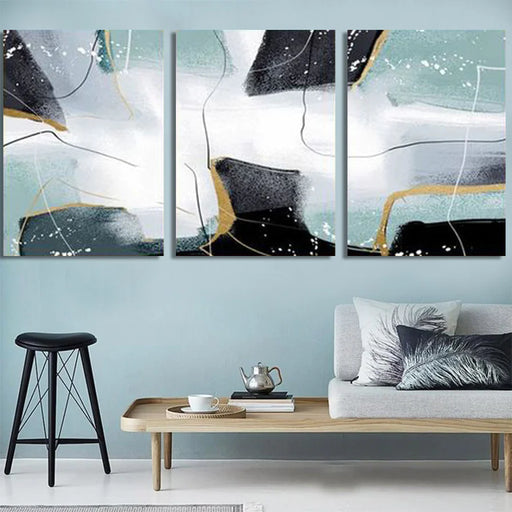 Black Gold Luxury Abstract (3Panel) Wall Art