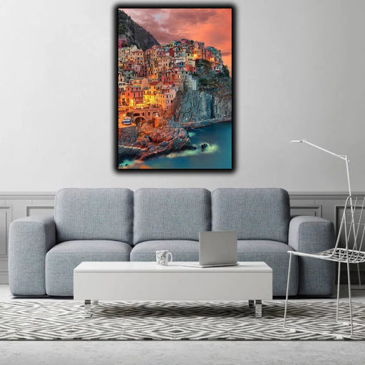 Cinque Terre Manarola Italy Cliff Homes Landscape Wall Art