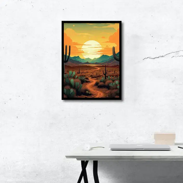 Desert Sun set Scenery Canvas Frames Wall Art