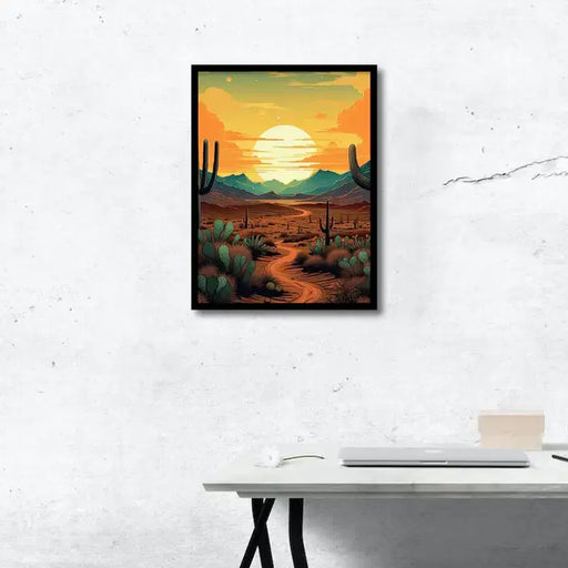 Desert Sun set Scenery Canvas Frames Wall Art