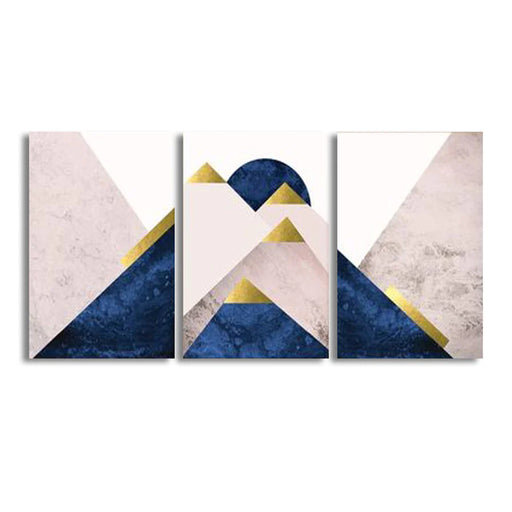 Geometric Prints Marble Gold Navy Blue (3Panel) Wall Art