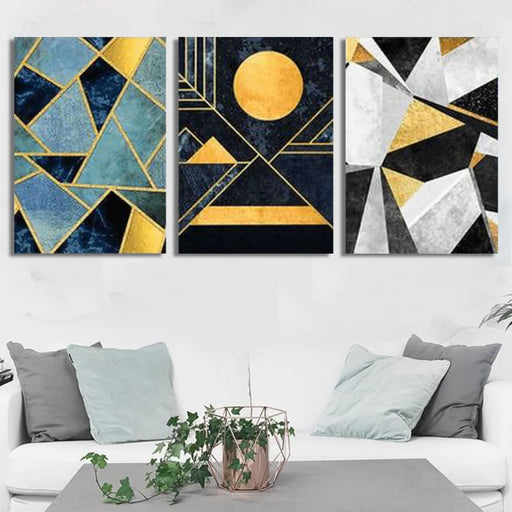 Gold Black and White (3Panel) Wall Art