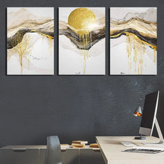 Golden Sun Abstract (3Panel) Wall Art