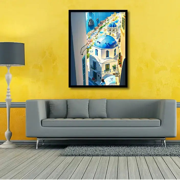 Greece Blue Church Canvas Frames Wall Art