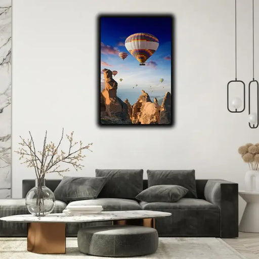 Hot Air Balloons Flies In Sunrise Canvas Frames Wall Art