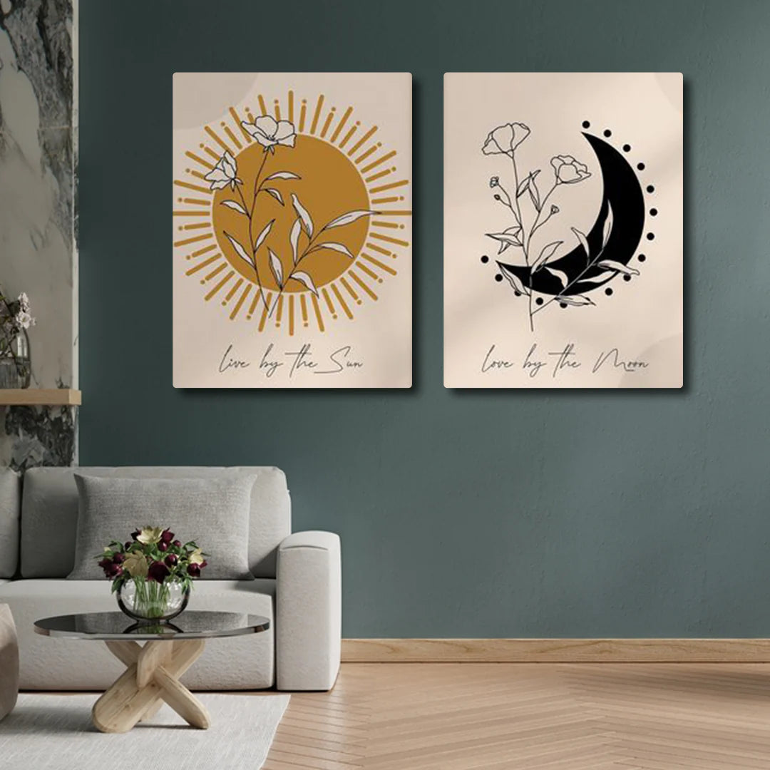 Nordic Style Sun & Moon (2panel) Wall Art