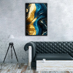 Rumlly Poster of Blue Gold Wave Wall Art